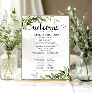 Affiche Programme de cérémonie de mariage Elegant Greenery