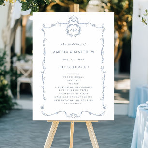 Affiche Programme de cérémonie de mariage français classiq