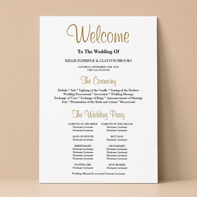 Affiche Programme de cérémonie de mariage simple (Créateur téléchargé)