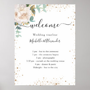Affiche Programme de chronologie de mariage floral eucalyp