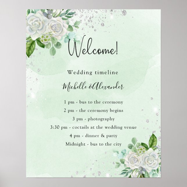 Affiche Programme de chronologie mariage floral eucalyptus (Devant)