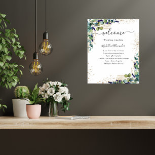 Affiche Programme de déroulement de mariage au feuillage d