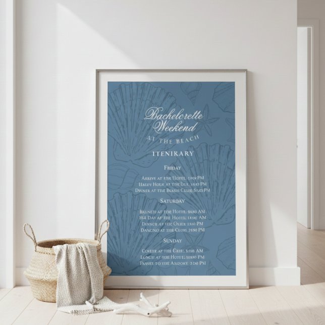 Affiche Programme de l'enterrement de vie de jeune fille b (Coastal Blue Bachelorette Itinerary Poster)
