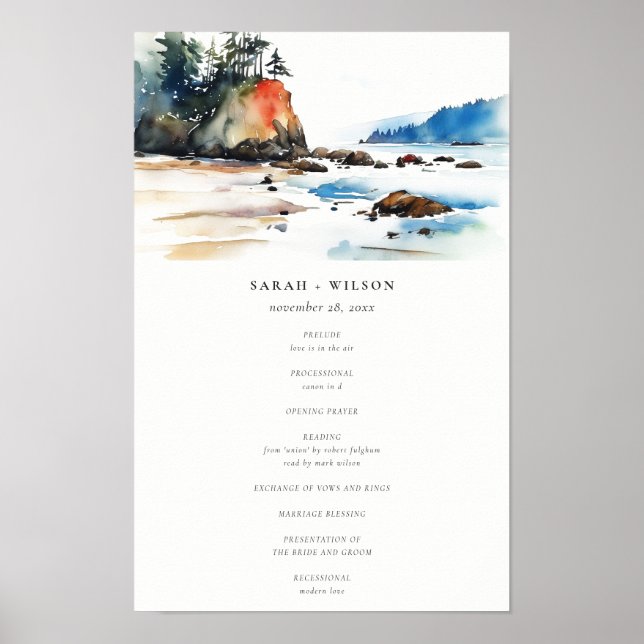 Affiche Programme de mariage à Ruby Beach Olympic National (Devant)