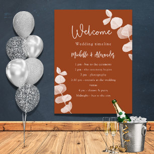 Affiche Programme de mariage au eucalyptus orange brûlé ch