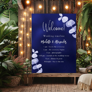 Affiche Programme de mariage bleu de la marine eucalyptus