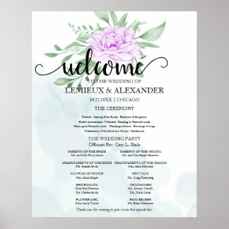 Affiche Programme de mariage des Feuilles de l'Eucalyptus 