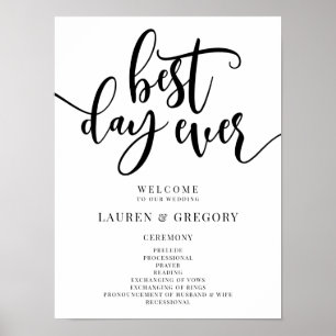 Affiche Programme de mariage du plus beau jour Signe de bi
