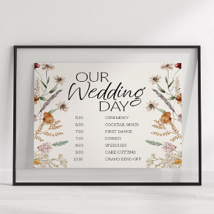Affiche Programme de mariage floral miniature botanique vi