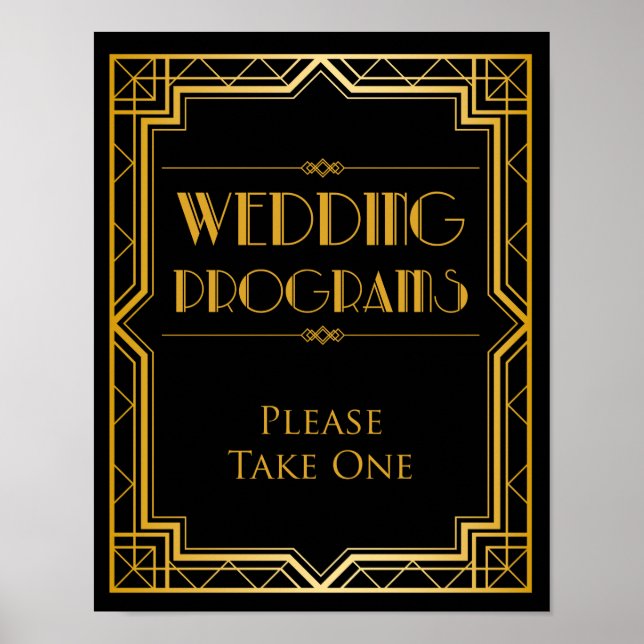 Affiche Programme de mariage Panneau de mariage | Gatsby A (Devant)