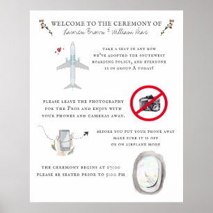 Affiche Programme de mariage pour pilote d'avion Bienvenue