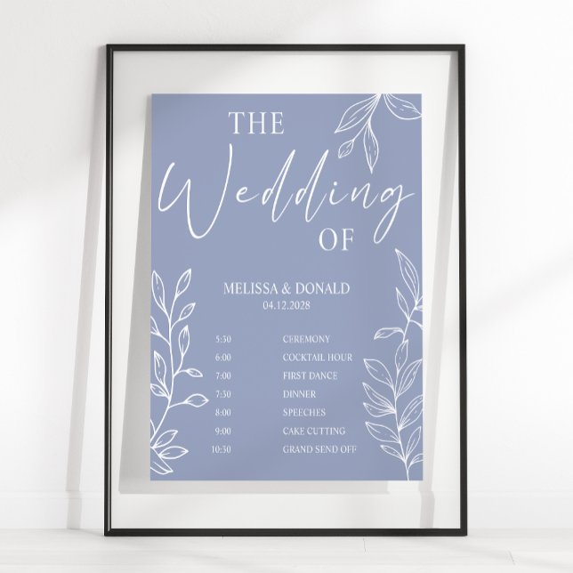 Affiche Programme de mariage simple avec fleurs de pervenc (Créateur téléchargé)