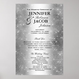 Affiche Programme de mariage   Soft Silver Parties scintil