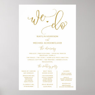Affiche Programme de mariage Taille des signes Gold Callig