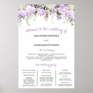 Affiche Programme de mariage Taille des signes Rose violet