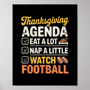 Affiche Programme de Thanksgiving Manger Sieste Regarder F