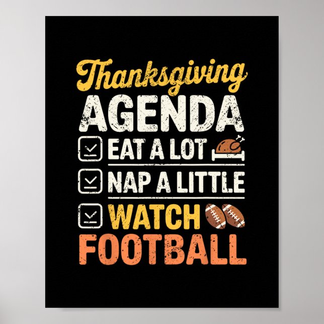 Affiche Programme de Thanksgiving Manger Sieste Regarder F (Devant)