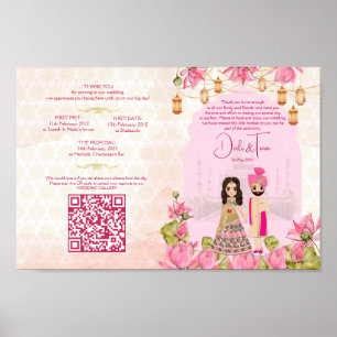 Affiche Programme des rituels mariages hindous lotus roses