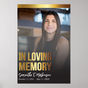 Affiche Programme funéraire moderne Gold et Black Bold Pho