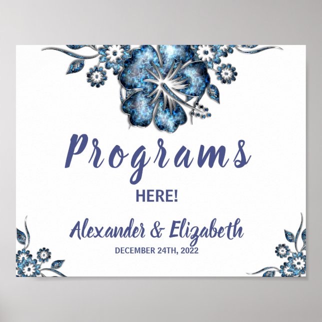 Affiche Programmes Cérémonie de Mariage Panneau de fleurs  (Devant)