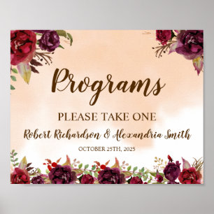 Affiche Programmes de fleurs de Bourgogne Panneau de cérém