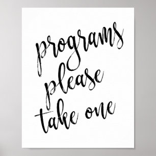 Affiche Programmes de mariage Panneau noir et blanc 8x10