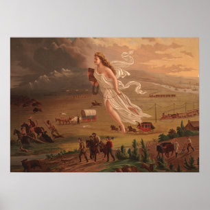 Affiche Progrès américain, John Gast 1872 