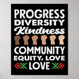 Affiche Progrès Diversité Gentillesse Amour Mois de l'hist
