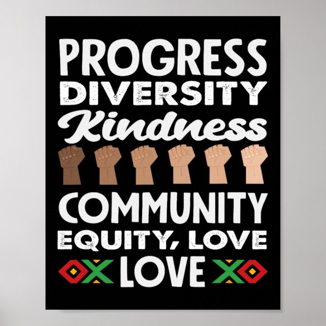 Affiche Progrès Diversité Gentillesse Amour Mois de l'hist (Devant)