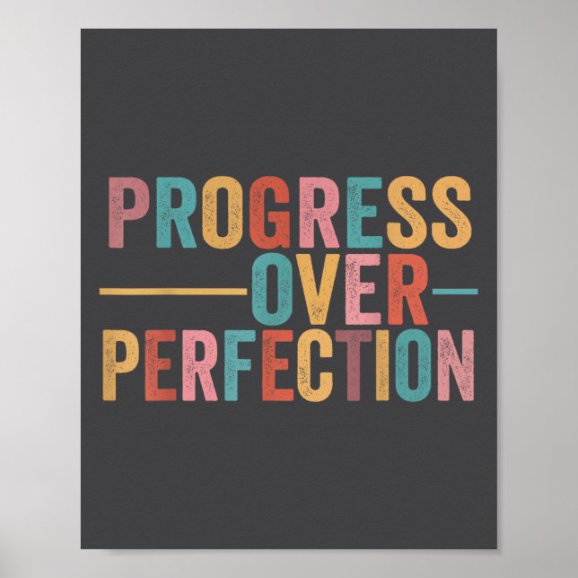 Affiche Progress Over Perfection Motivational Teacher Retr (Devant)