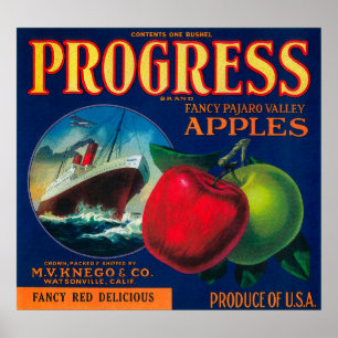 Affiche Progression Apple Crate LabelWatsonville, CA