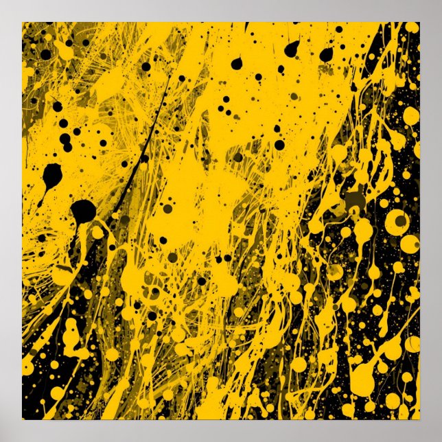 Affiche Projections de peinture noire et jaune (Devant)