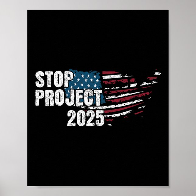 Affiche Projet 2025 contre Trump drapeau américain (Devant)