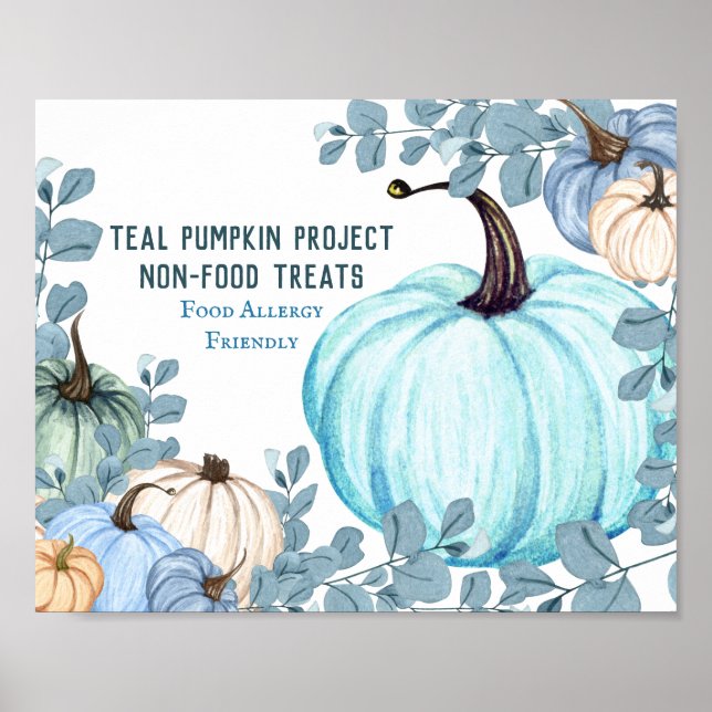 Affiche Projet de Citrouille Turquoise adapté aux allergie (Devant)