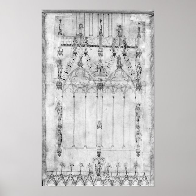 Affiche Projet pour la Cathédrale, élévation de l'ouest (Devant)