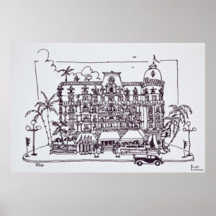Affiche Promenade anglaise de l'hôtel Negresco  Nice, Fra