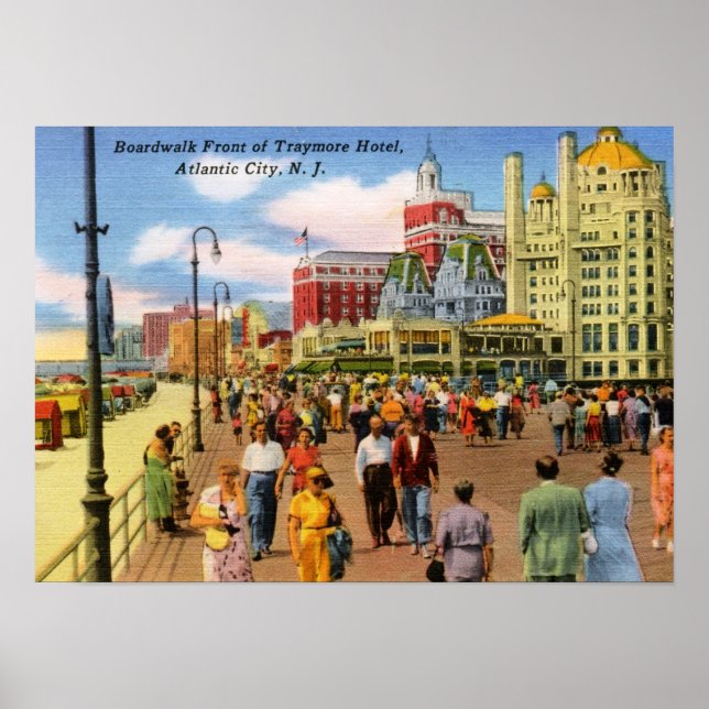 Affiche Promenade, Atlantic City Vintage (Devant)