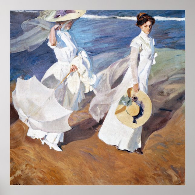 Affiche Promenade au bord de la mer par Joaquin Sorolla (Devant)
