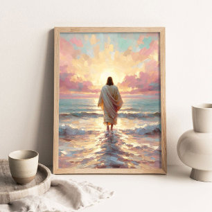Affiche Promenade au coucher du soleil, Art chrétien numér