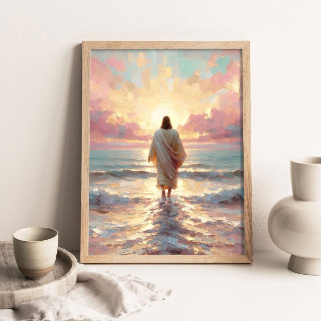 Affiche Promenade au coucher du soleil, Art chrétien numér (Créateur téléchargé)