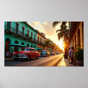 Affiche Promenade au coucher du soleil dans la vieille Hav