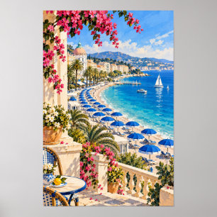 Affiche Promenade côtière et mur de plage de la Riviera fr