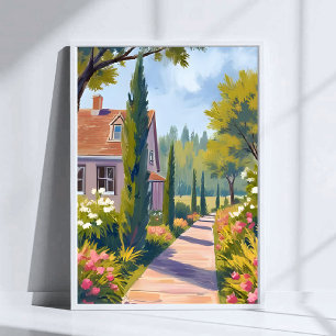 Affiche Promenade dans le jardin   Peinture à l'huile aqua