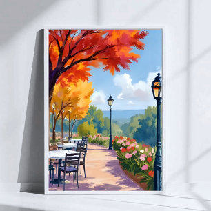Affiche Promenade dans le parc d'automne Aquarelle Art du