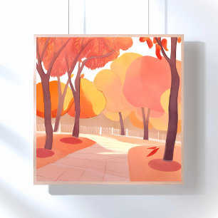 Affiche Promenade d'automne   Aquarelle abstraite