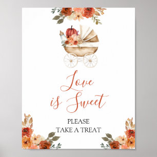 Affiche Promenade de citrouille florale Baby Shower L'amou