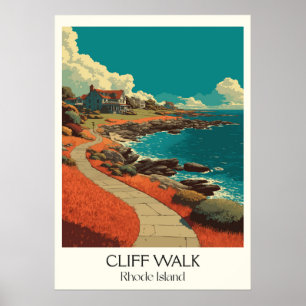 Affiche Promenade de Cliff Rhode Island Chemin de l'Océan