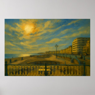 Affiche Promenade d'or - Coucher de soleil sur le front de