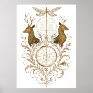 Affiche Promenade esthétique de la nature du cerf et de la