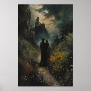 Affiche Promenade Romantique Sombre vers l'Art du Château,